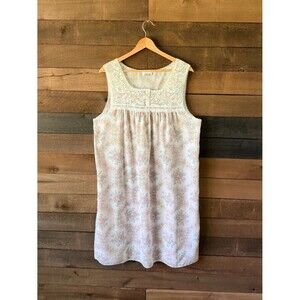 Vintage Floral Lace Trim Nightgown Cottagecore Prairie Slip Dress
